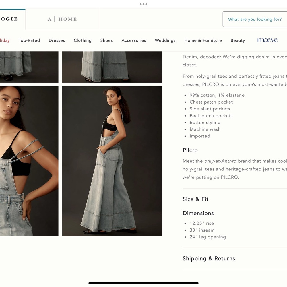 Pilcro Light Blue Wide-Leg Jeans Overalls - Picture 5 of 5